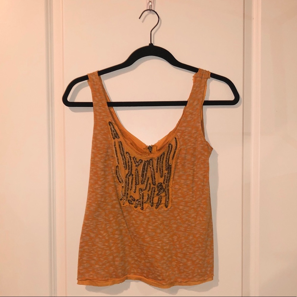 Orange sequined tank